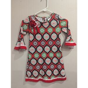 Little girls whimsical ornament print style Holiday dress, Counting Daisies 6X